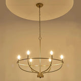 30" Gold Chandelier, Brushed Gold Light Fixture Dining Table Candle Brass Chandelier Lighting For Bedroom Hallway Entryway Living Room Kitchen
