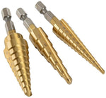 3-Piece Titanium Step Drill Bit Set, Quick-Change