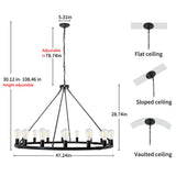 16-Light Large Black Dimmable Wagon Wheel Chandelier Farmhouse Round Vintage Candle Style Ligh