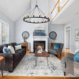 16-Light Large Black Dimmable Wagon Wheel Chandelier Farmhouse Round Vintage Candle Style Ligh