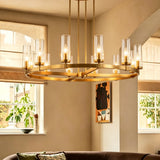 Andrade 12-Light Dimmable Metal Wagon Wheel Chandelier