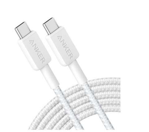 Anker 60W Braided USB-C to USB-C Cable (10 ft)White