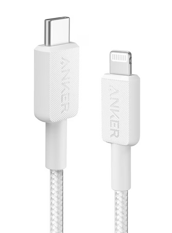 Anker 6' Braided Lightning to USB-C Fast Charging Cable - White