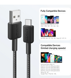 Anker Durable Braided USB-A to USB-C Cable 6ft - Black