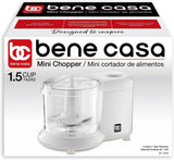 Bene Casa Mini Chopper in white, stainless-steel blade mini chopper, pule control, dishwasher safe chopper, mincer, dicer, powerful motor