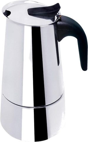 Bene Casa stainless-steel 6-cup espresso maker with black handle