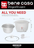 Benecasa BC-12416 6-Cup (Uncooked) Rice Cooker with Glass Lid