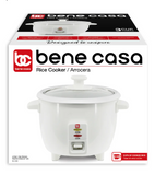 Bene Casa 3-Cup Stainless Steel Thermo Rice Cooker with Clear Lid