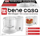 Bene Casa Mini Chopper in white, stainless-steel blade mini chopper, pule control, dishwasher safe chopper, mincer, dicer, powerful motor