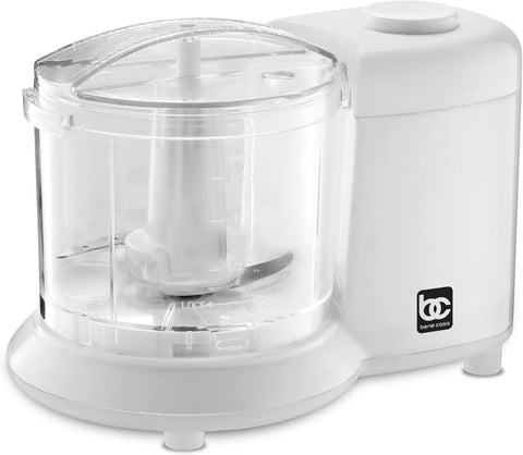 Bene Casa Mini Chopper in white, stainless-steel blade mini chopper, pule control, dishwasher safe chopper, mincer, dicer, powerful motor