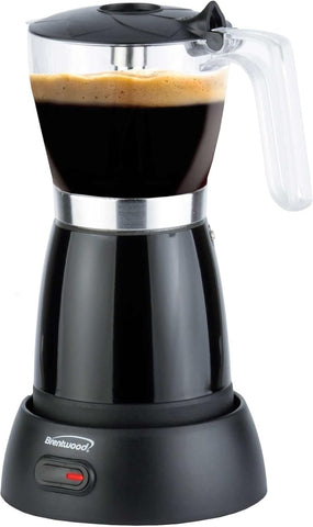 Brentwood TS-119BK 6-Cup Electric Moka Pot Espresso Machine (Black)