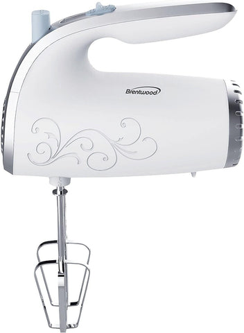 Brentwood Lightweight 5-Speed Electric Hand Mixer (White), HM-48W