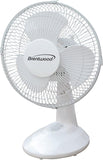 Brentwood Kool Zone 9" Oscillating Desk 2-Speed Fan, White