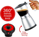 Brentwood  6-Cup Electric Moka Pot Espresso Machine (Silver)