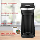 Brentwood New K-Cup Single Serve Coffee Maker with Reusable Filter Basket - Black