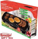 Brentwood TS-821 1,200-Watt Non-Stick Electric Griddle with Drip Tray, Adjustable Temperature, and Cool-Touch Handles, 16 In. x 10 In., Black , TS-821