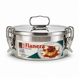 1.5 Quart Round Flan Pan with Straight Sides 6 3/4 Inches Diameter Stainless Steel with Locking Top