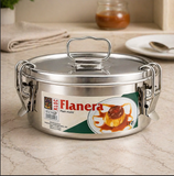 1.5 Quart Round Flan Pan with Straight Sides 6 3/4 Inches Diameter Stainless Steel with Locking Top