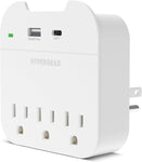 HyperGear Multi-Plug 5-Outlet Wall Tap with USB-C and USB Ports, White, 15705