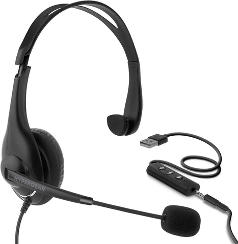 HyperGear V100 Office Professional Wired Headset, Black