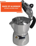 Imusa 6 Cup Stovetop Espresso Maker with Heart Shaped Knob, Silver