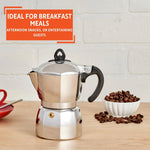 Imusa 6 Cup Stovetop Espresso Maker with Heart Shaped Knob, Silver