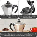 Imusa 6 Cup Stovetop Espresso Maker with Heart Shaped Knob, Silver