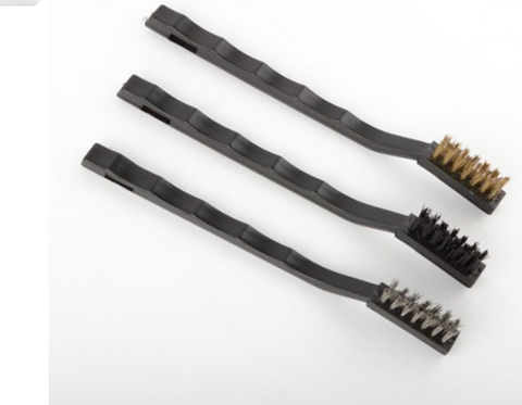 ATE Pro 3 Pc Mini Wire Wood Brushes Stainless Steel Brass Nylon