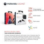 Motorola Moto Buds 065 Wireless Bluetooth Ear Buds, Noise Isolation, 17H Playtime, IPX4