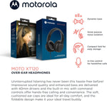Motorola Sound Moto XT120 Over Ear Headphones Wired with Microphone, in-Line Command Control for Calls - Foldable Wired