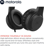 Motorola Sound Moto XT120 Over Ear Headphones Wired with Microphone, in-Line Command Control for Calls - Foldable Wired
