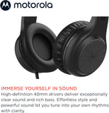 Motorola Sound Moto XT120 Over Ear Headphones Wired with Microphone, in-Line Command Control for Calls - Foldable Wired