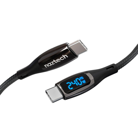 Naztech DigiWATT USB-C to USB-C Digital LED Cable, Black (12