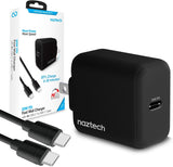Naztech 20W PD Wall Charger + USB-C to USB-C 4ft Cable Black