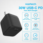 Naztech 30W PD Wall Charger + USB-C to USB-C Cable 6ft for Traveling (15543-HYP)