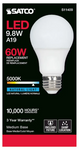 Satco 9.8 Watt - A19 LED  Medium base 120 Volt [Pack of 6]