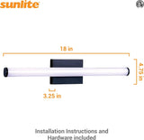 Sunlite  18-Inch Linear LED Bar Fixture, 15 Watts  100-277V,  Color Selectable 30K/40K/50K