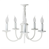 Sunlite  18-Inch 5 Branch Chandelier Decorative Ceiling Fixture, White Textured Finish