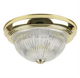 Sunlite 11-Inch Traditional Dome Ceiling Light, Classic Decorative Flush Mount, Clear Glass Shade, 2 60W A19 Bulbs (Not Included), Medium E26 Base, for Bedrooms, Hallways & Bathrooms, Polished Brass