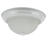 Sunlite 04578-SU 11-Inch Traditional Dome Ceiling Light, Classic Decorative Flush Mount, Frosted Ribbed Glass Shade, 2 60W A19 Bulbs (Not Included), for Bedrooms, Hallways & Bathrooms, Smooth White