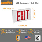 Sunlite 05271-SU Compact LED Exit Sign, 0.25 Watts, 120-277 Volt, 90-Minute Battery Backup, Universal Mount, IP20, UL Listed, White