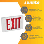 Sunlite 05271-SU Compact LED Exit Sign, 0.25 Watts, 120-277 Volt, 90-Minute Battery Backup, Universal Mount, IP20, UL Listed, White