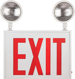 Sunlite 05275 LED Steel Exit Sign Combo, White Housing with Red Lettering, 90-Minute Battery Power Back-Up, Dual-360 Degree Adjustable Head Lamps, 200 Lumens, 120-277V