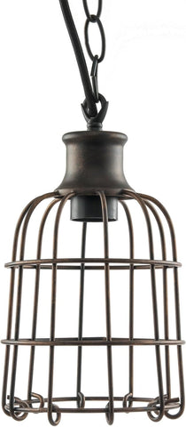 Sunlite  Vintage Inspired Open Cage Pendant Light, Industrial Style, Farmhouse Décor, Medium Base Socket (E26), 3-Foot Braided Cord, Iron Rust Finish