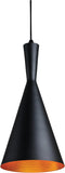 Sunlite  Vintage Inspired Cone Pendant Farmhouse Décor, Medium Base Socket (E26), 78" Adjustable Cord Length, Copper Interior, 7-Inch, Matte Black Shade