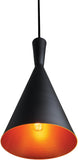Sunlite  Vintage Inspired Cone Pendant Farmhouse Décor, Medium Base Socket (E26), 78" Adjustable Cord Length, Copper Interior, 7-Inch, Matte Black Shade
