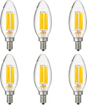 Sunlite LED Torpedo Tip Chandelier Light Bulb,  630 Lumens, Candelabra  [6Pack]