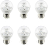 Sunlite G16 LED Dimmable Vanity Globe Light Bulbs, 5W (40W Equiv.), 350 Lumens, E26 Base, 3000K Warm White, Clear, 6-Pack