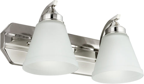 Sunlite 45056 17-Inch Modern Incandescent Vanity Bell Shaped Light Fixture, Max 100 Wattage, 120 Volts, 2 Medium E26 Base Sockets (A19), Frosted Glass, UL Listed, Brushed Nickel Finish