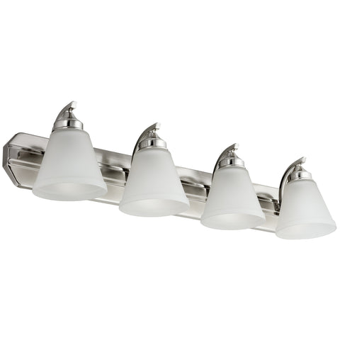 Sunlite 45058 30-Inch Modern Incandescent Vanity Bell Shaped Light Fixture, Max 100 Wattage, 120 Volts, 4 Medium E26 Base Sockets (A19), Frosted Glass, UL Listed, Brushed Nickel Finish